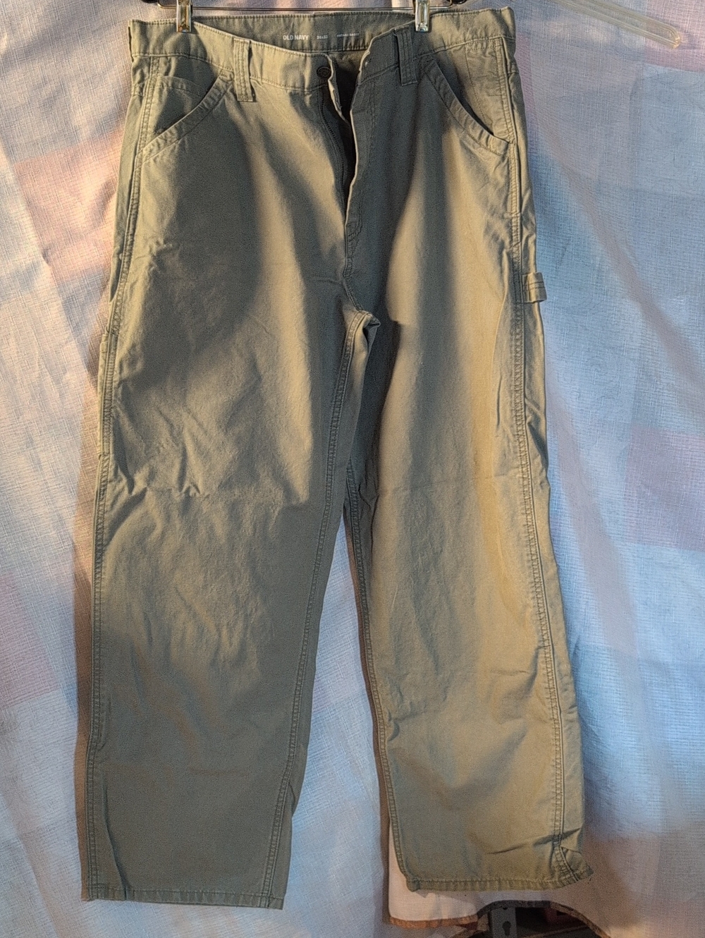 Men's Olive Green Work Pants - Comfortable Straight Fit Old Navy Vintage Baggy